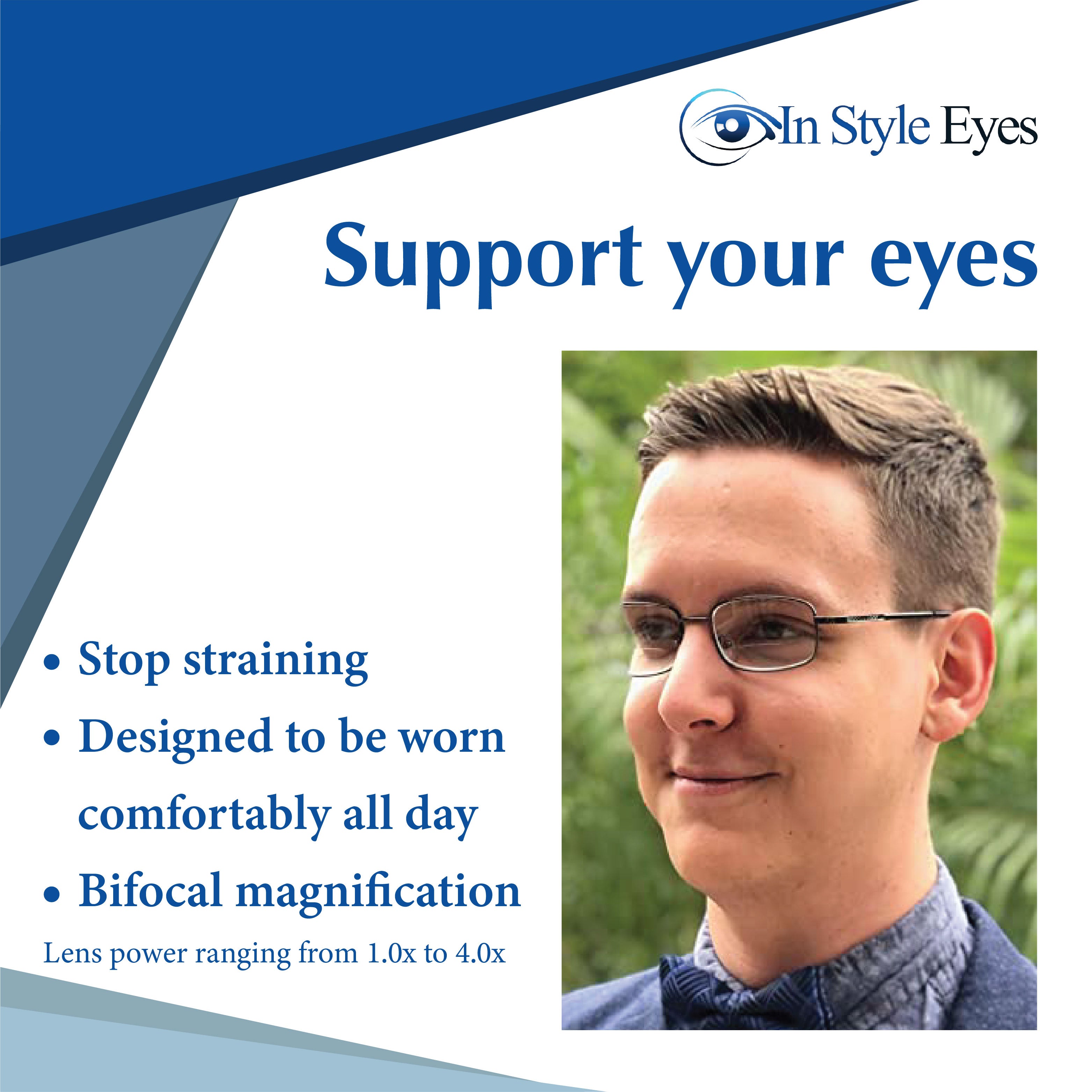 Enda Middle Bifocal Reading Glasses: Handcrafted Italian Designed Metal Frames for All-Day Wear