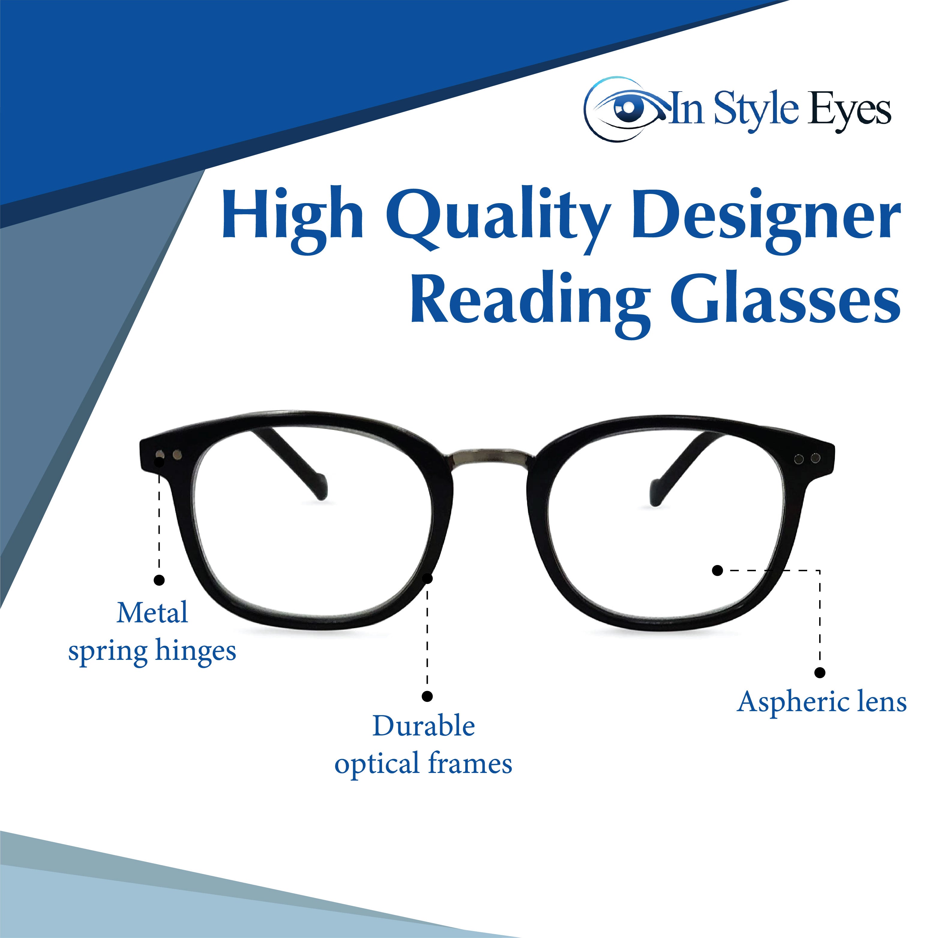 Modern Reading Glasses - Full-rimmed, Classic Oval Style, Lightweight Frame with Metal Spring Hinges