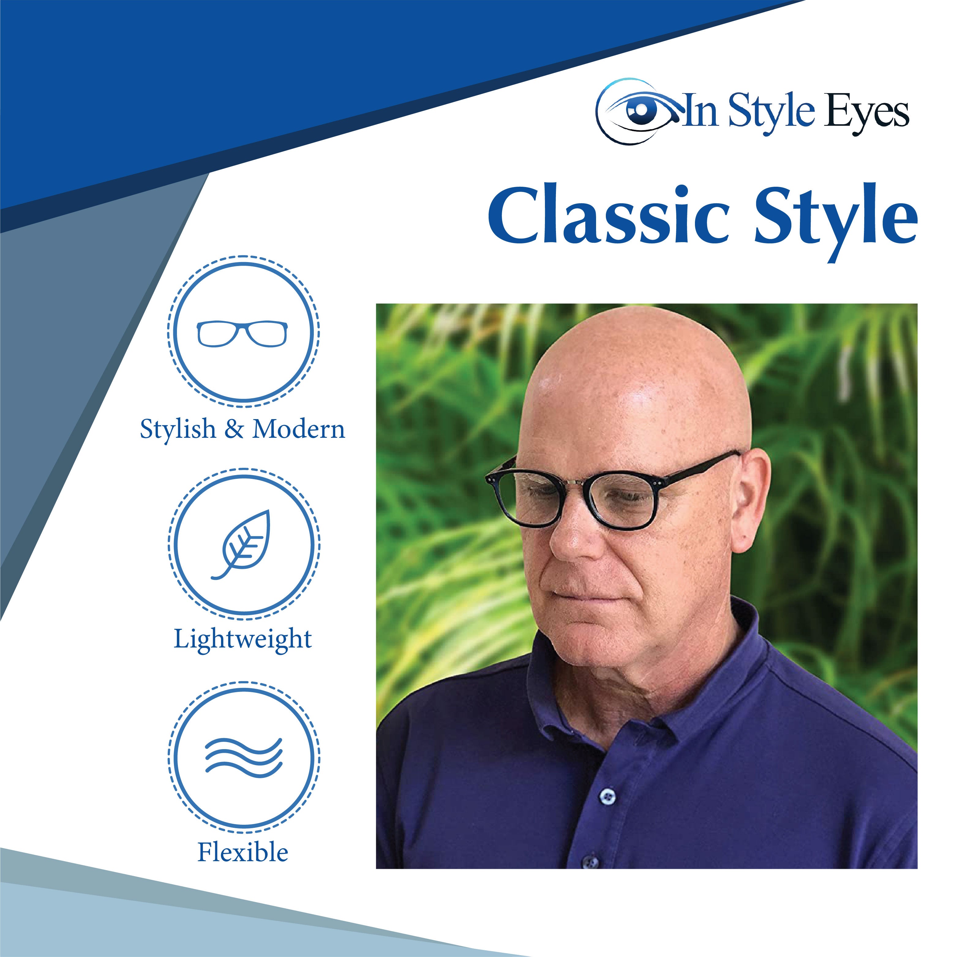 Modern Reading Glasses - Full-rimmed, Classic Oval Style, Lightweight Frame with Metal Spring Hinges
