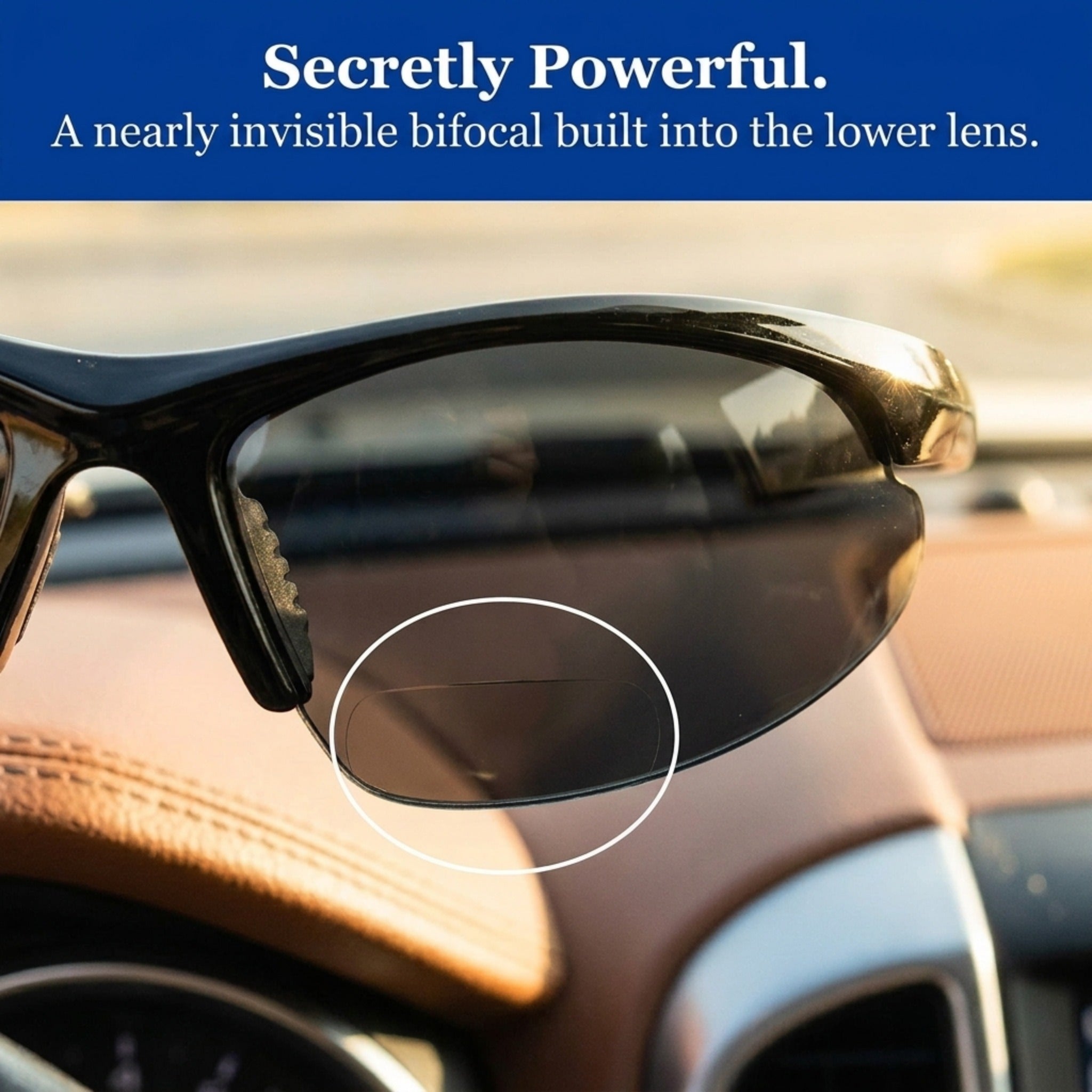 In Style Eyes Blazin Maui Polarized Wrap Bifocal Sunglasses – UV400 Nearly Invisible Line Sport Readers for Men & Women
