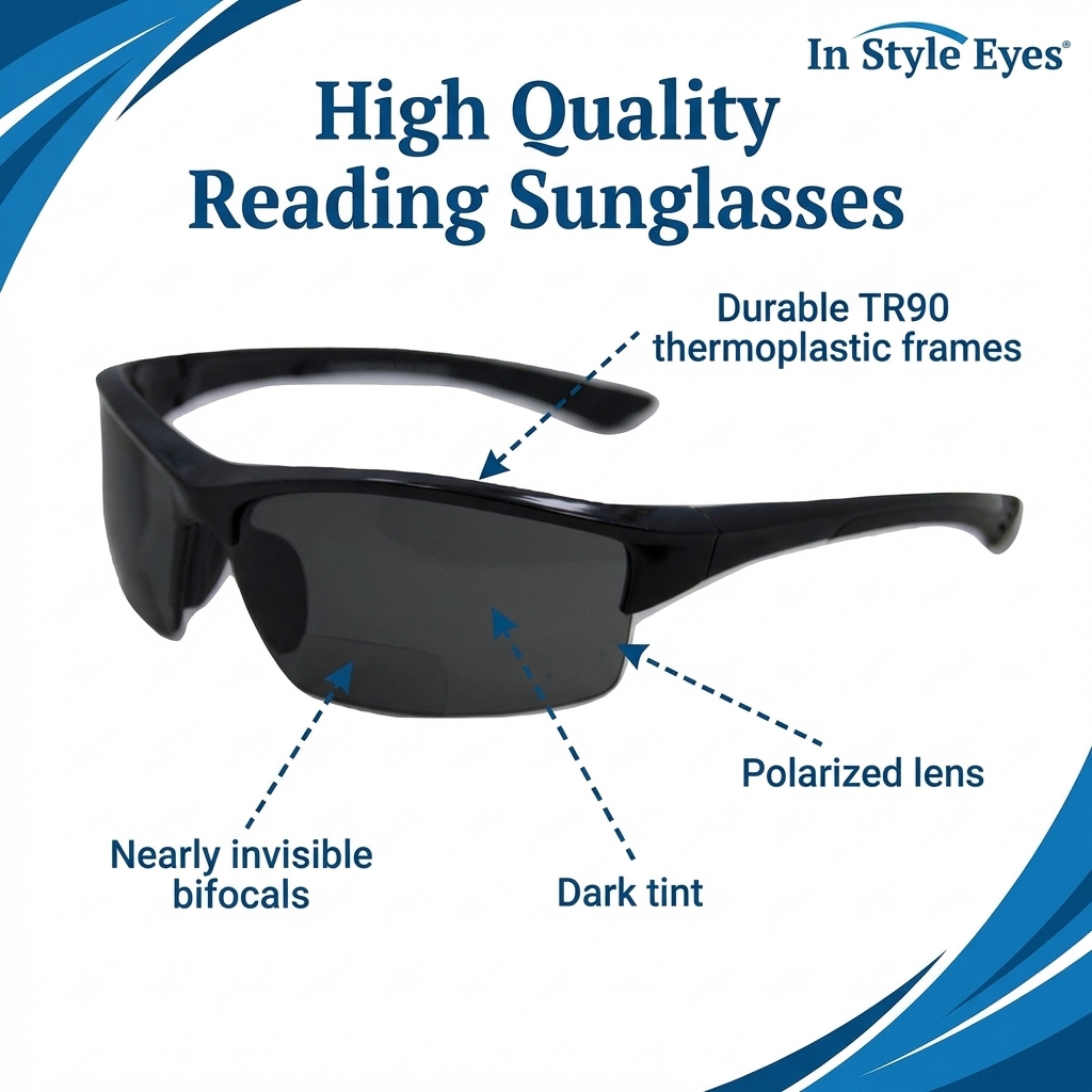 Magnificent Maui Wrap Polarized Nearly Invisible Line Bifocal Sunglasses