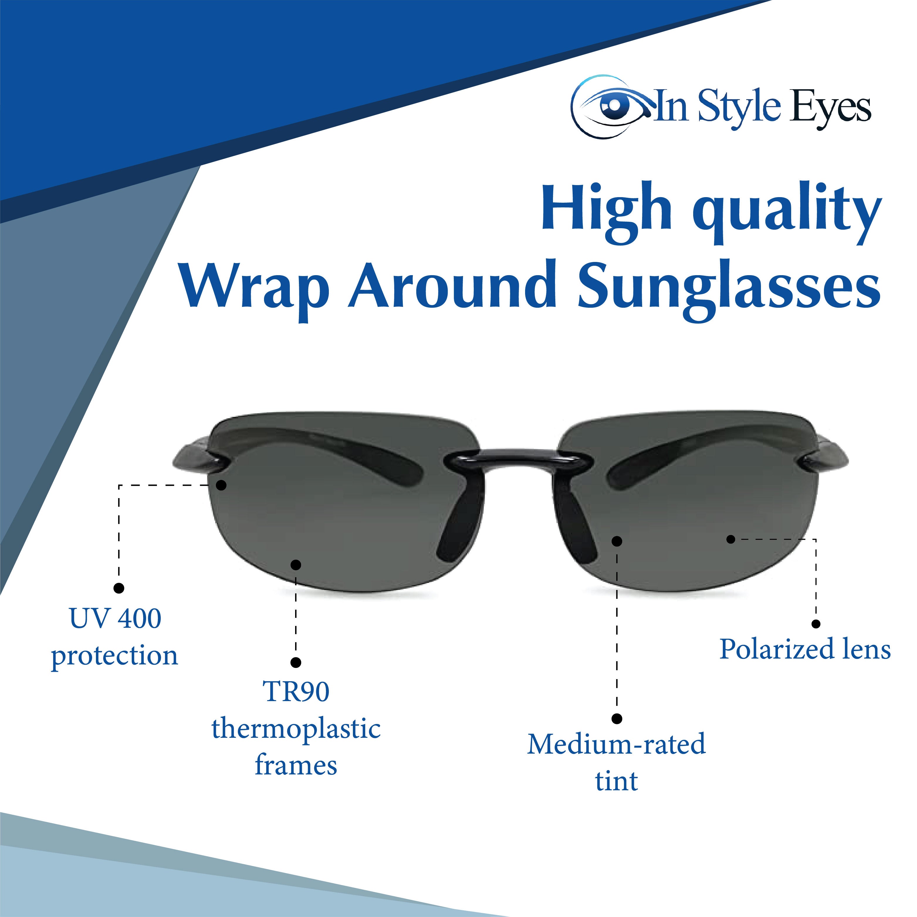 In Style Eyes Lovin Maui Polarized Wrap Around Sunglasses – UV400 Sport Sun Protection – Lightweight TR90 Frames – Non-Magnified