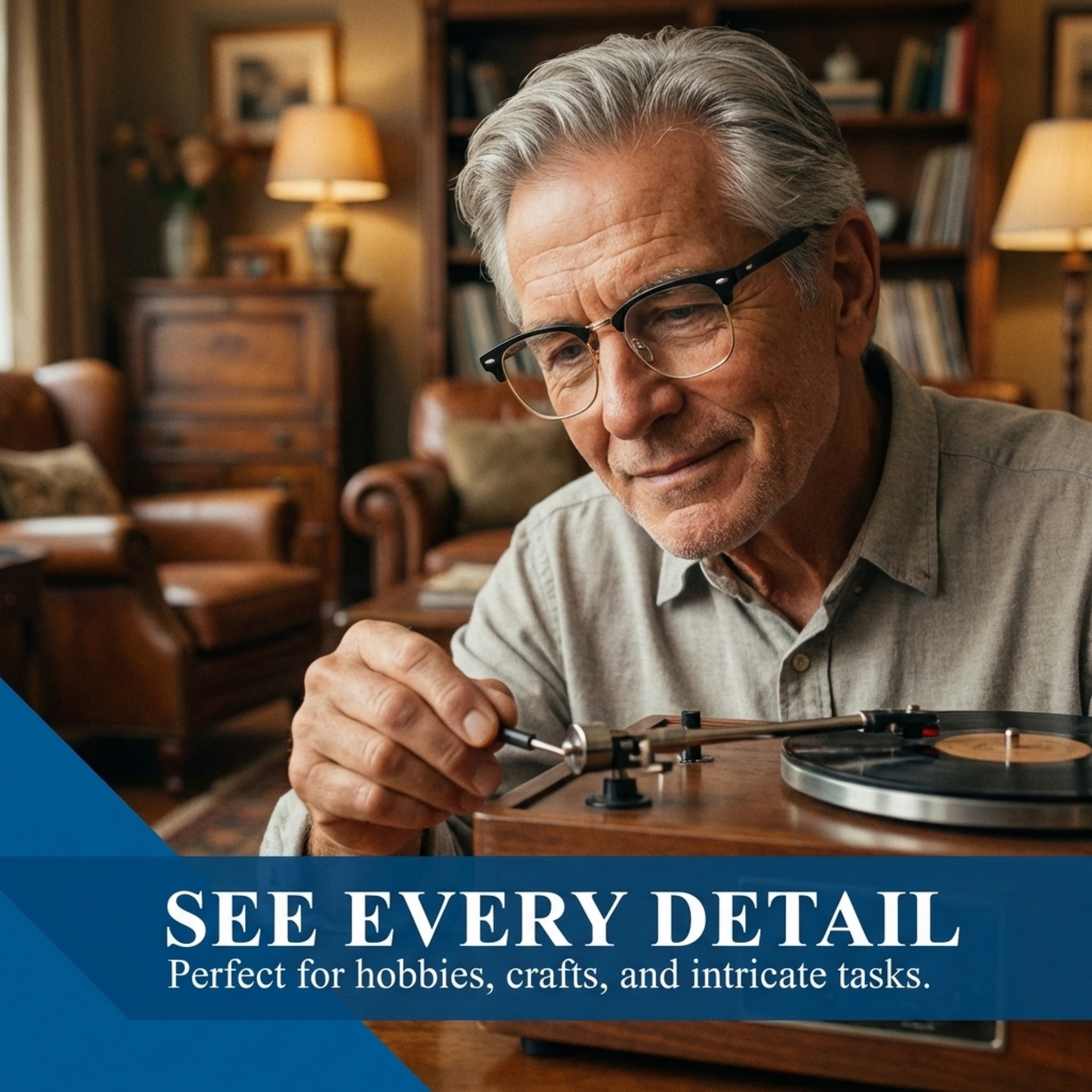 Sellecks High Power Reading Glasses – Retro Browline Readers for AMD and Glaucoma +6.5 & +7.0
