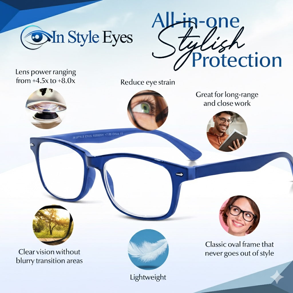 Seymore Retro Bifocal Reading Glasses – Classic Wayfarer Style Readers for Women & Men