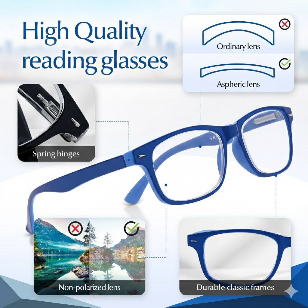 Seymore Retro Bifocal Reading Glasses – Classic Wayfarer Style Readers for Women & Men