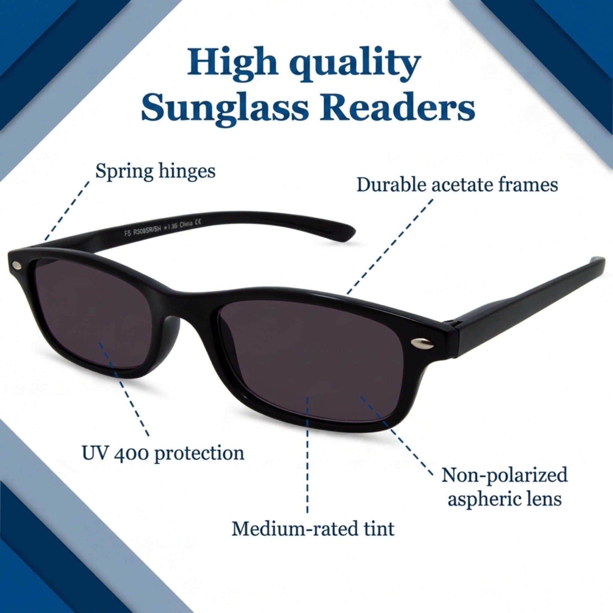 Smarty Pants Full Reader Sunglasses – 100% UV400 Protection – Classic Full Lens Magnification – Not Bifocals