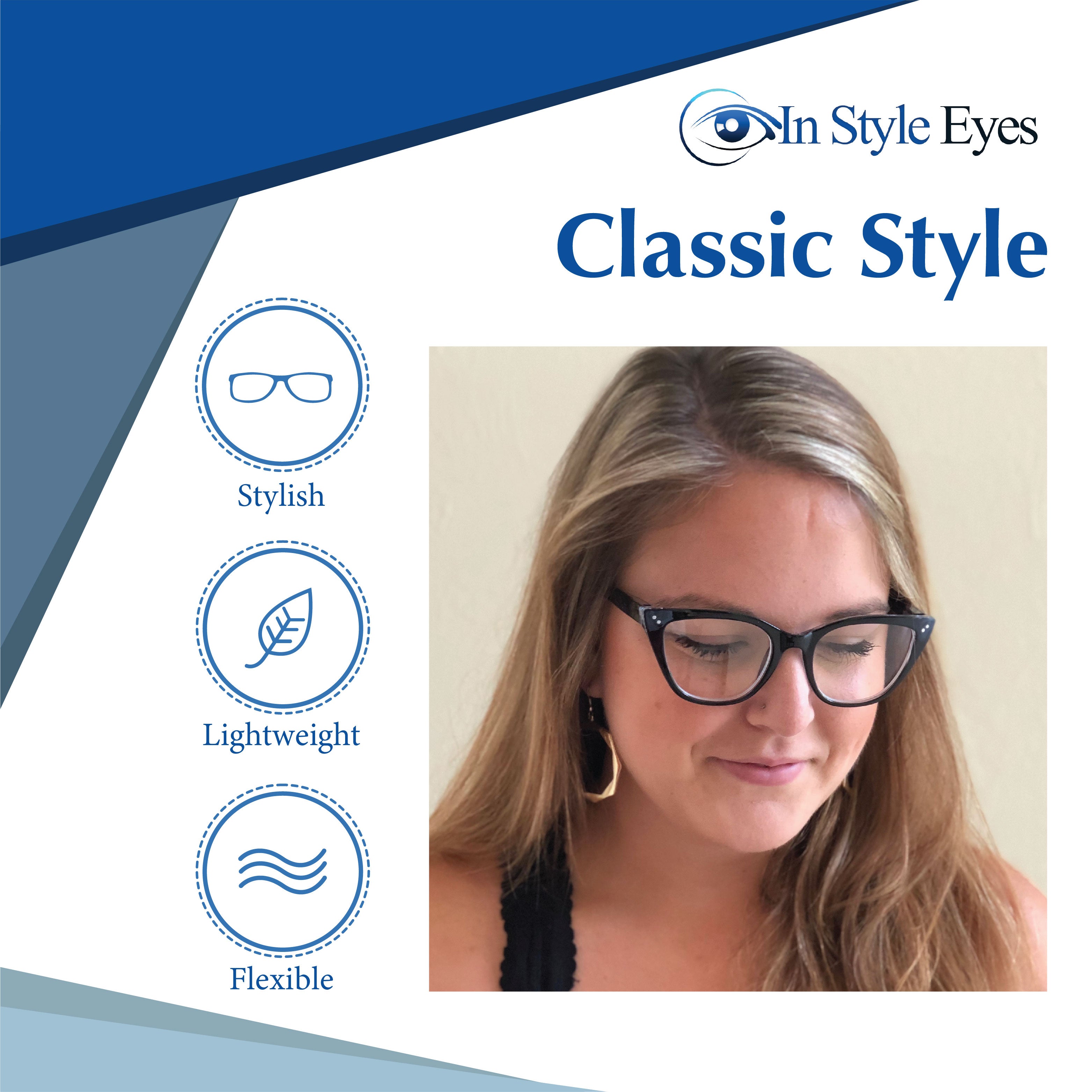 In Style Eyes Stylish Large Cateye Reading Glasses – Retro Fashion Readers for Women – Lightweight Spring Hinge Comfort