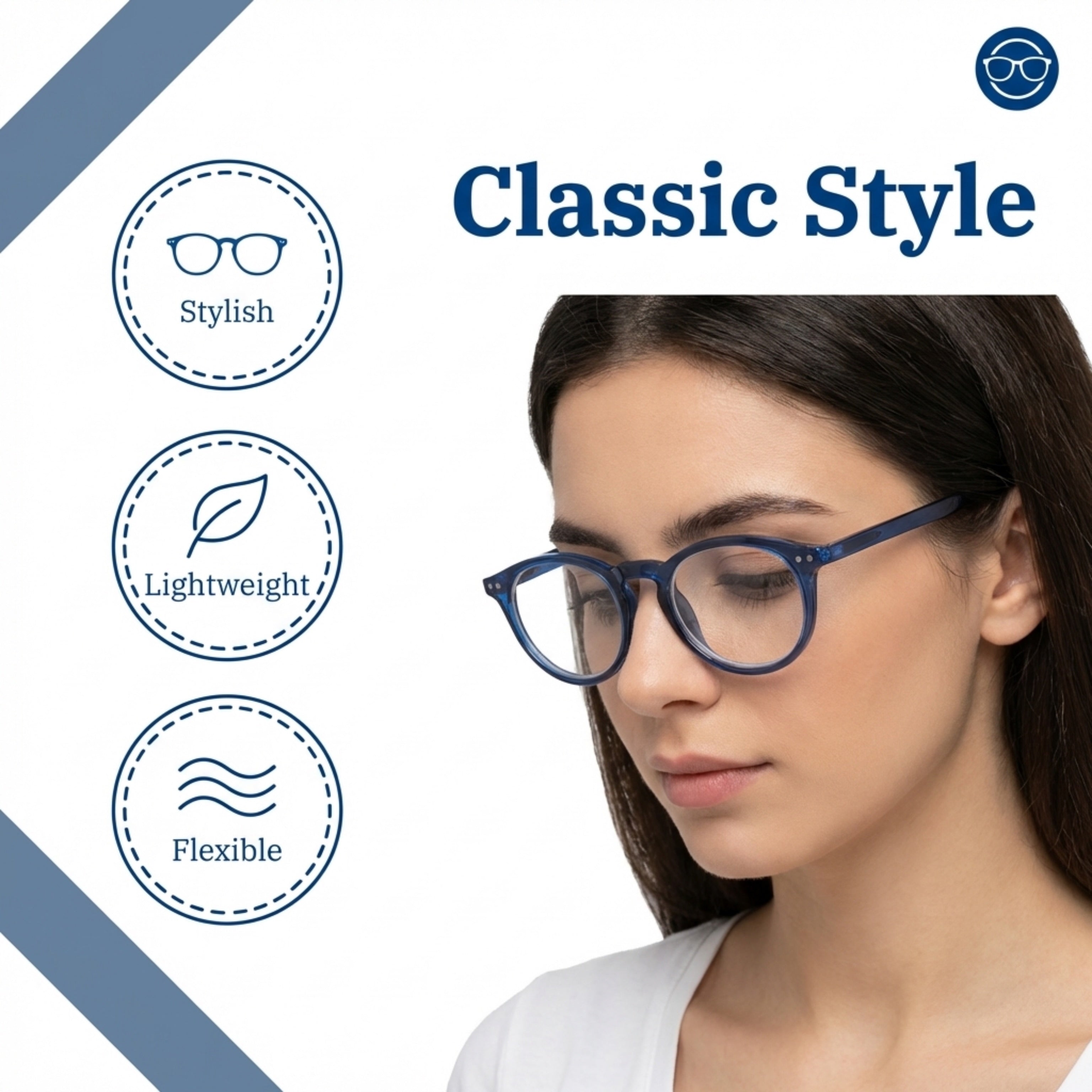 Flexible Readers – Super Comfortable Lightweight Reading Glasses – Classic Round Full Frame – +1.00 to +6.00