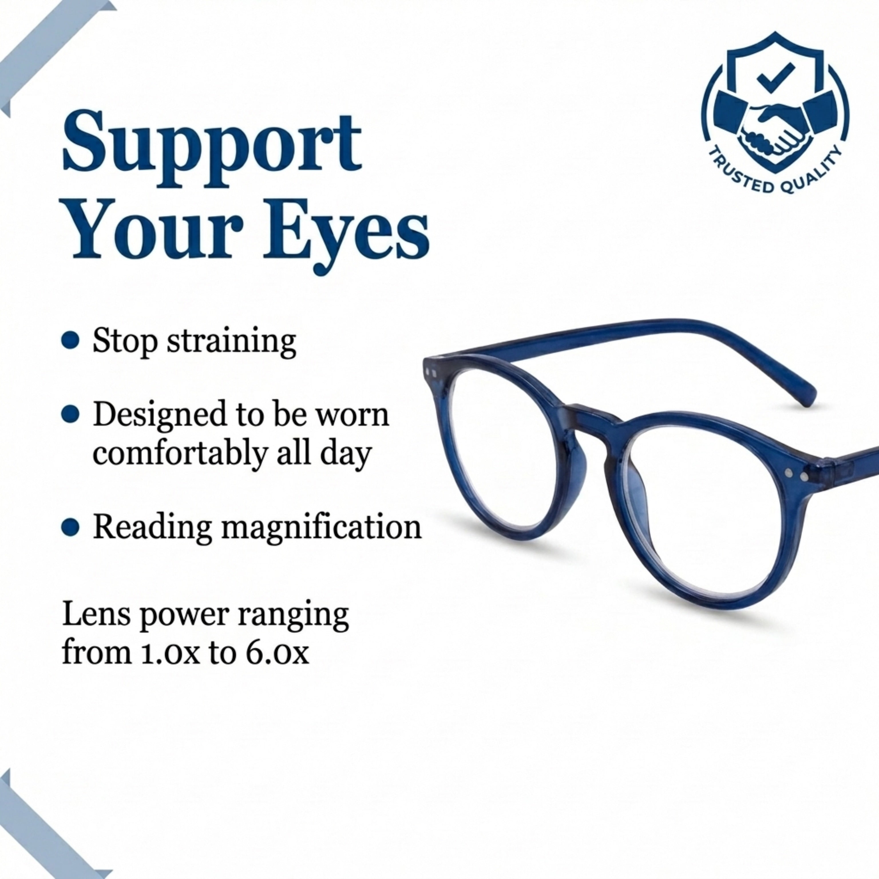 Flexible Readers – Super Comfortable Lightweight Reading Glasses – Classic Round Full Frame – +1.00 to +6.00