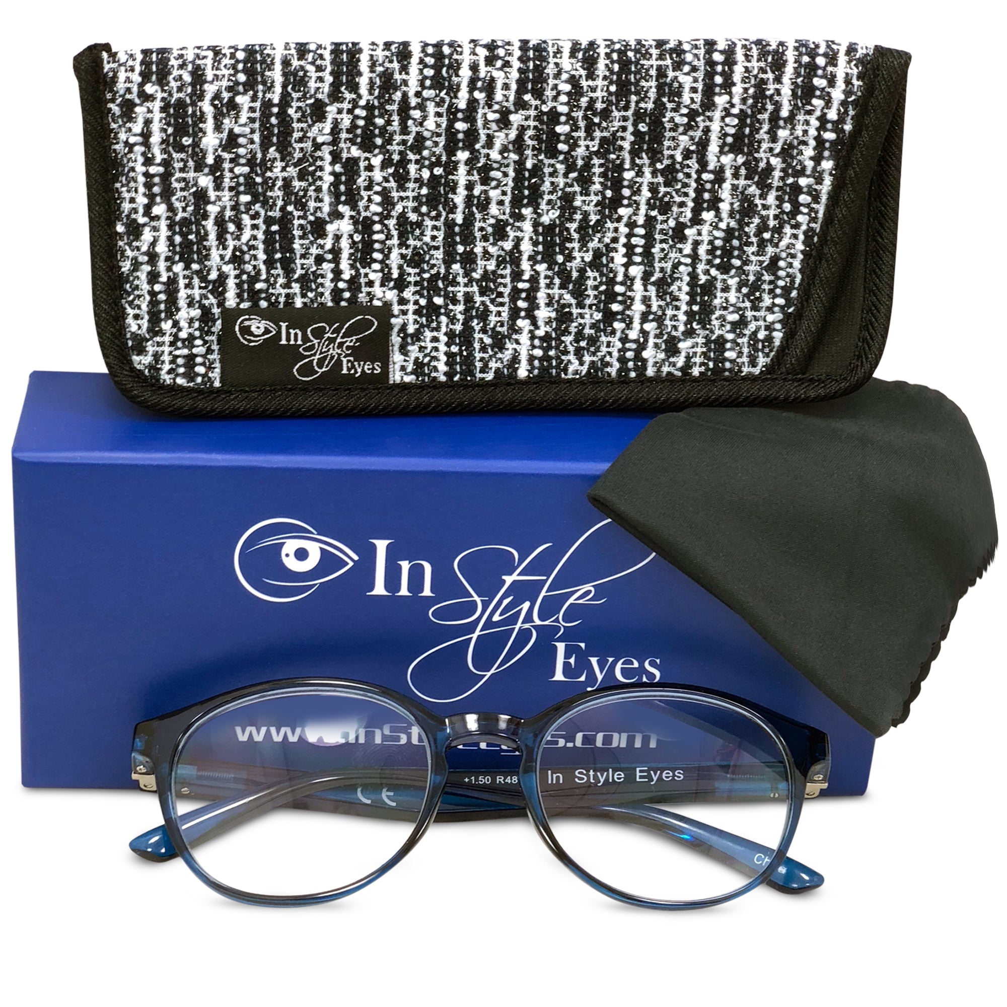 In Style Eyes Opulent Reading Glasses – Classic Oval Full-Rimmed Frames – Lightweight Fashion Readers with Metal Spring Hinges