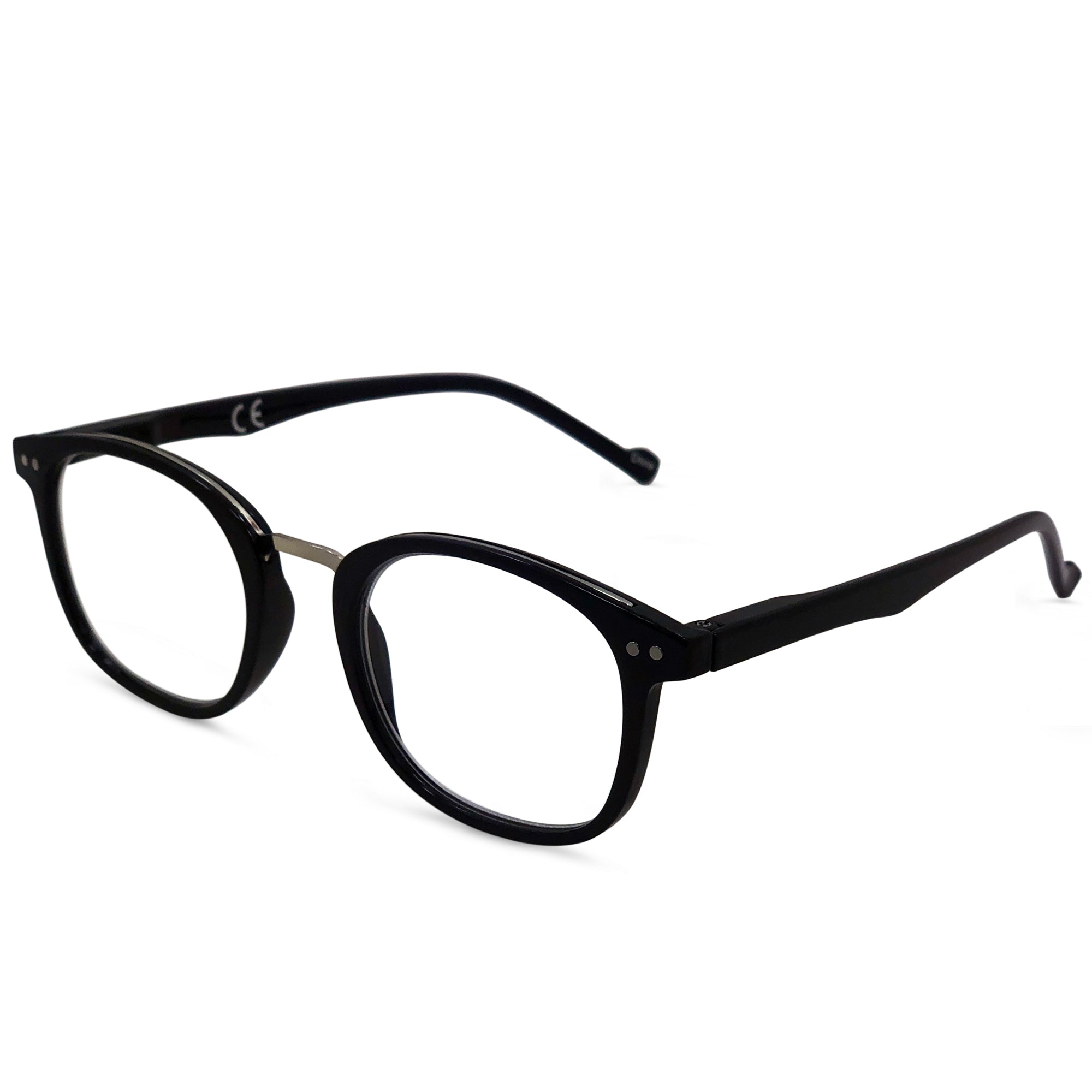 Modern Reading Glasses - Full-rimmed, Classic Oval Style, Lightweight Frame with Metal Spring Hinges