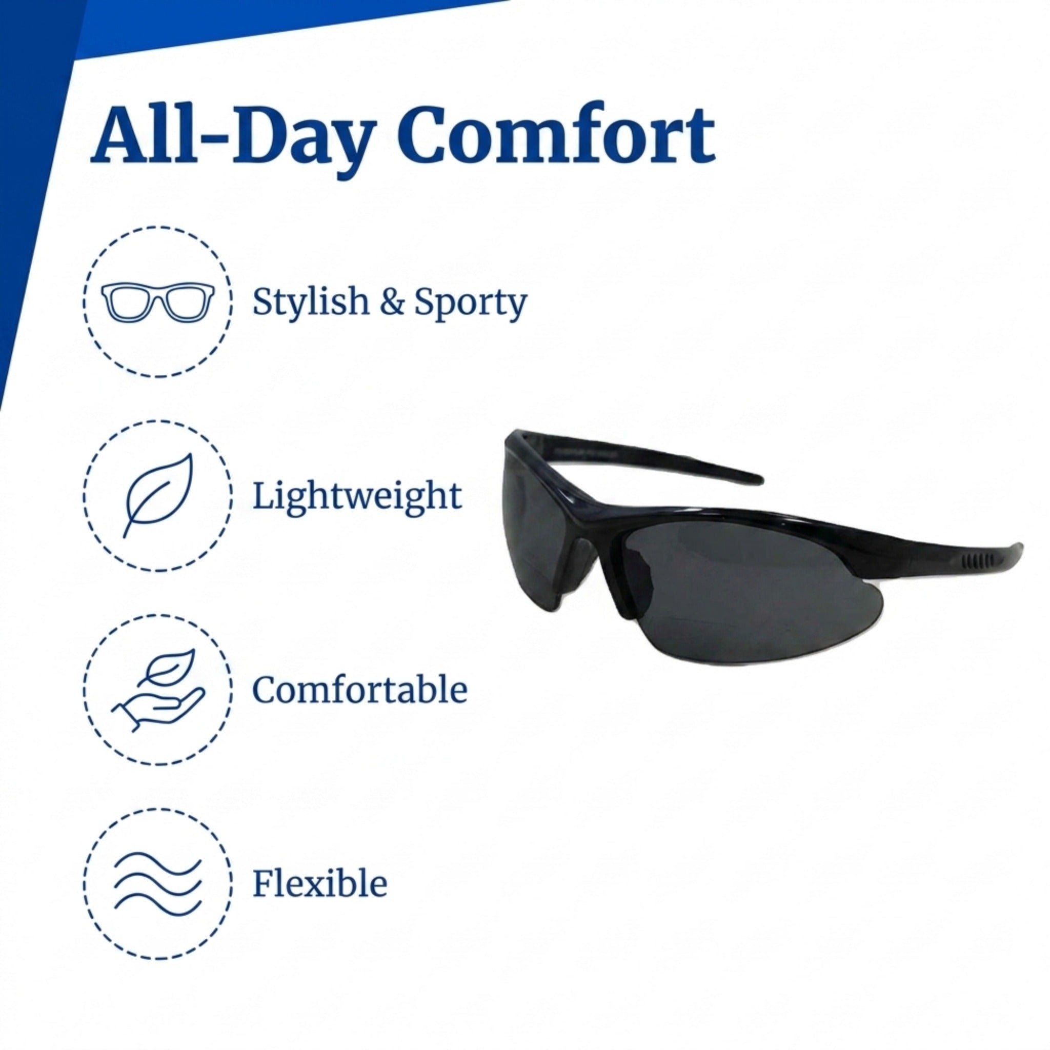 In Style Eyes Blazin Maui Polarized Wrap Bifocal Sunglasses – UV400 Nearly Invisible Line Sport Readers for Men & Women
