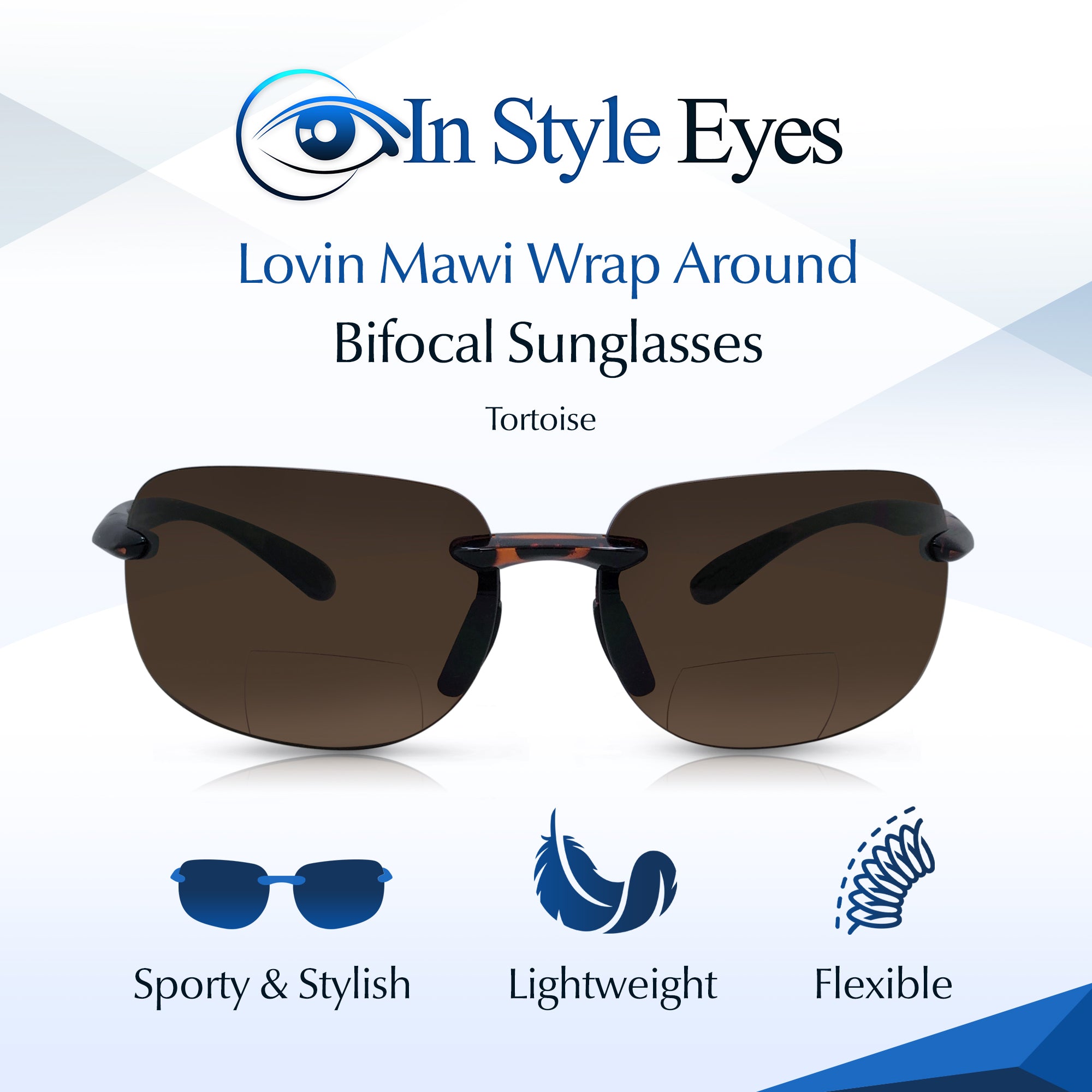 Lovin Maui Wrap Polarized Nearly Invisible Line Bifocal Sunglasses