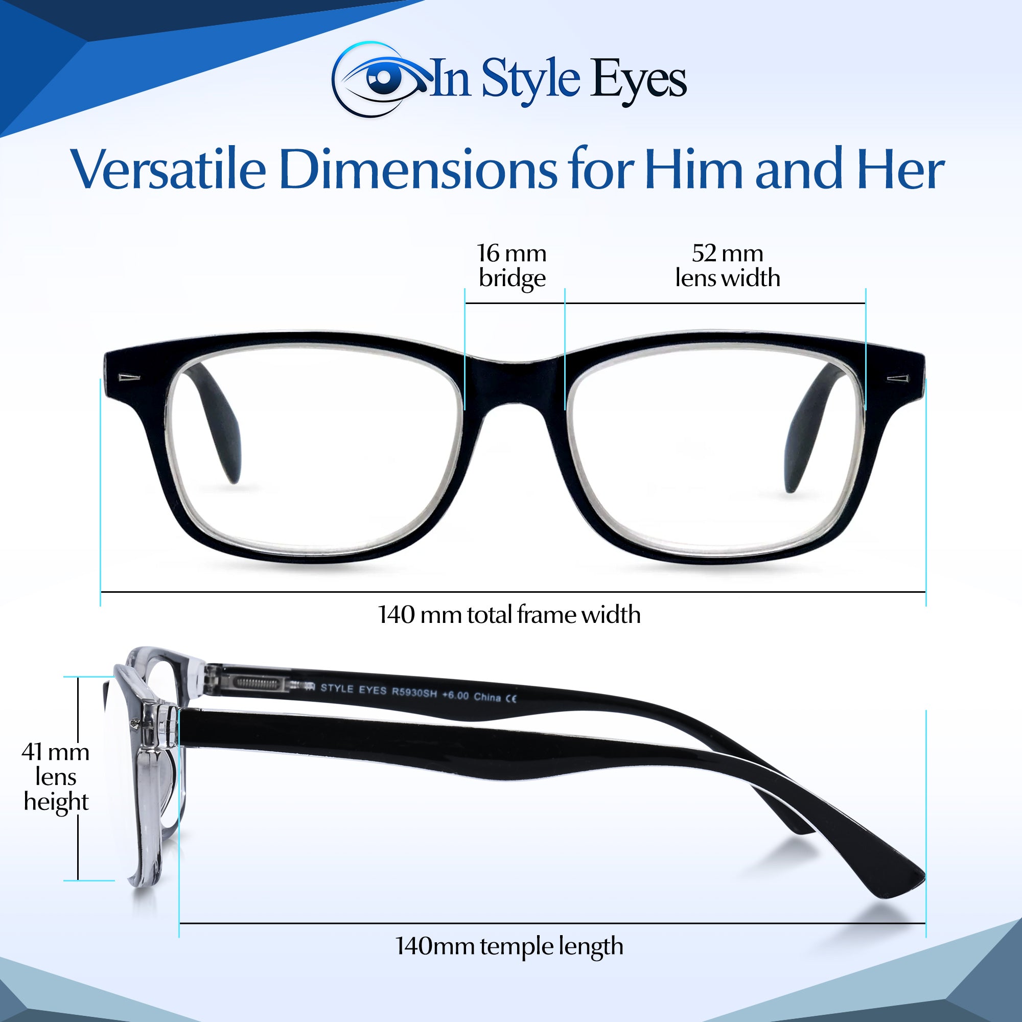 In Style Eyes Powerful High Power Reading Glasses – Rectangular Readers for AMD & Glaucoma Support +4.50 to +8.00