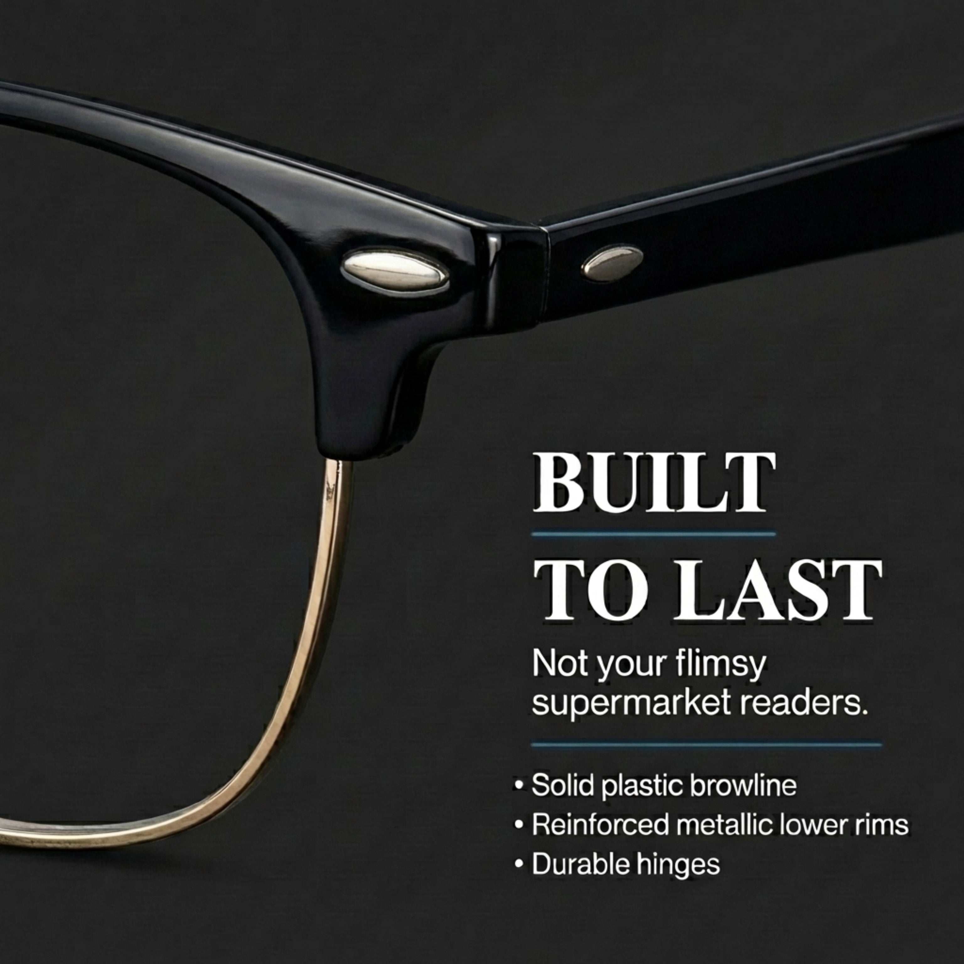 Sellecks High Power Reading Glasses – Retro Browline Readers for AMD and Glaucoma +6.5 & +7.0