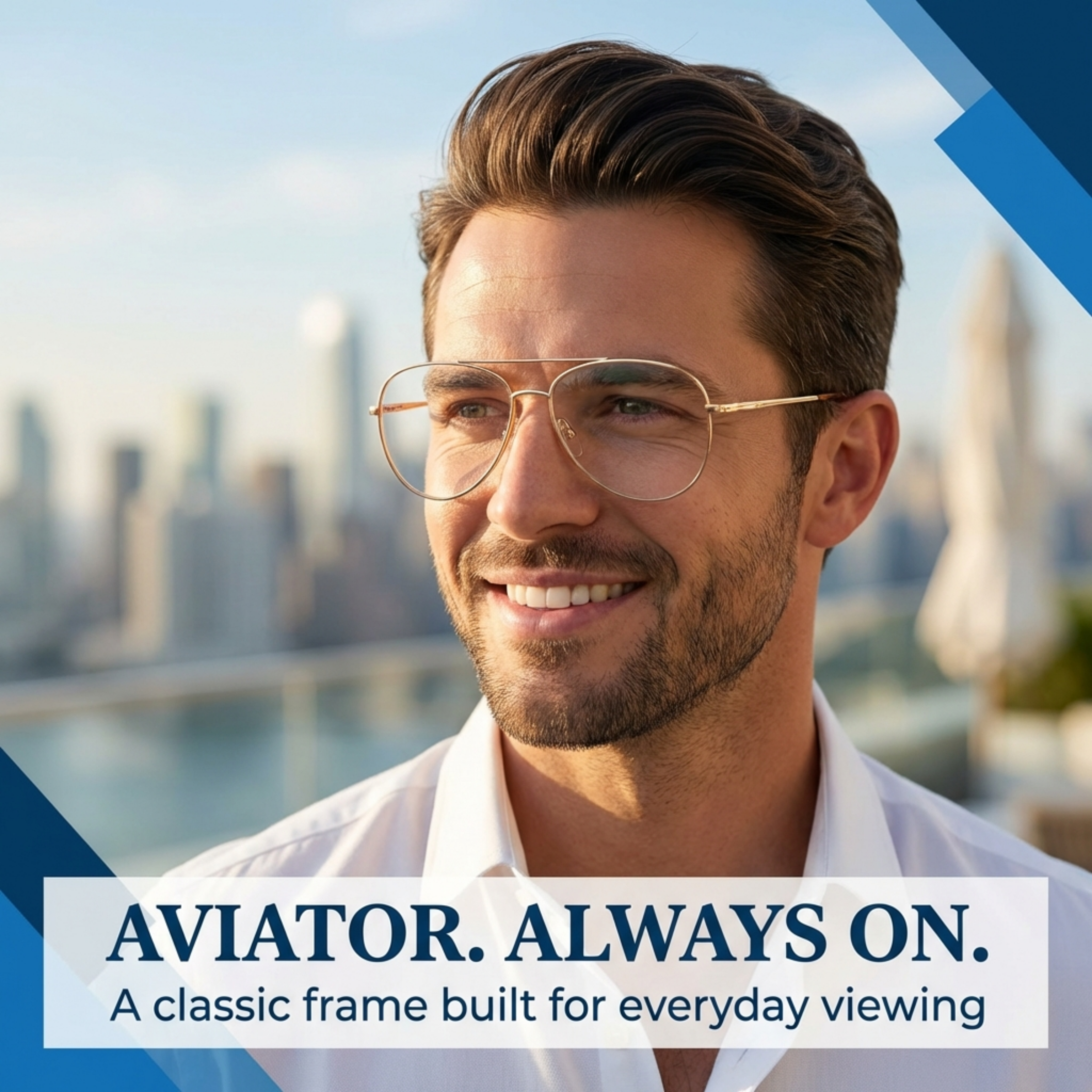 CMoore Progressive Reading Glasses - No-Line Multi-Focus Aviator Readers