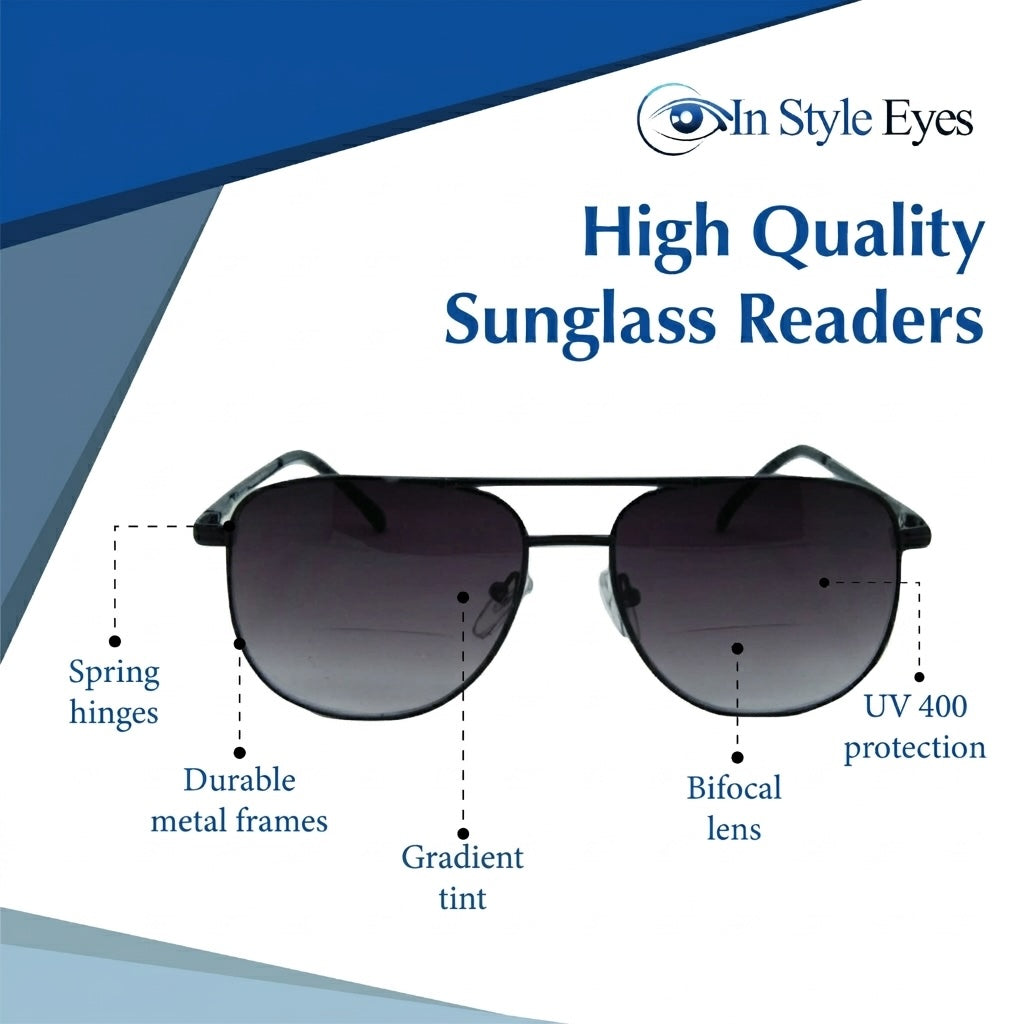 Just Chillin' Aviator Bifocal Sunglasses – UV400 Protection & Gradient Tint Reading Sun Glasses for Men and Women - CLEARANCE