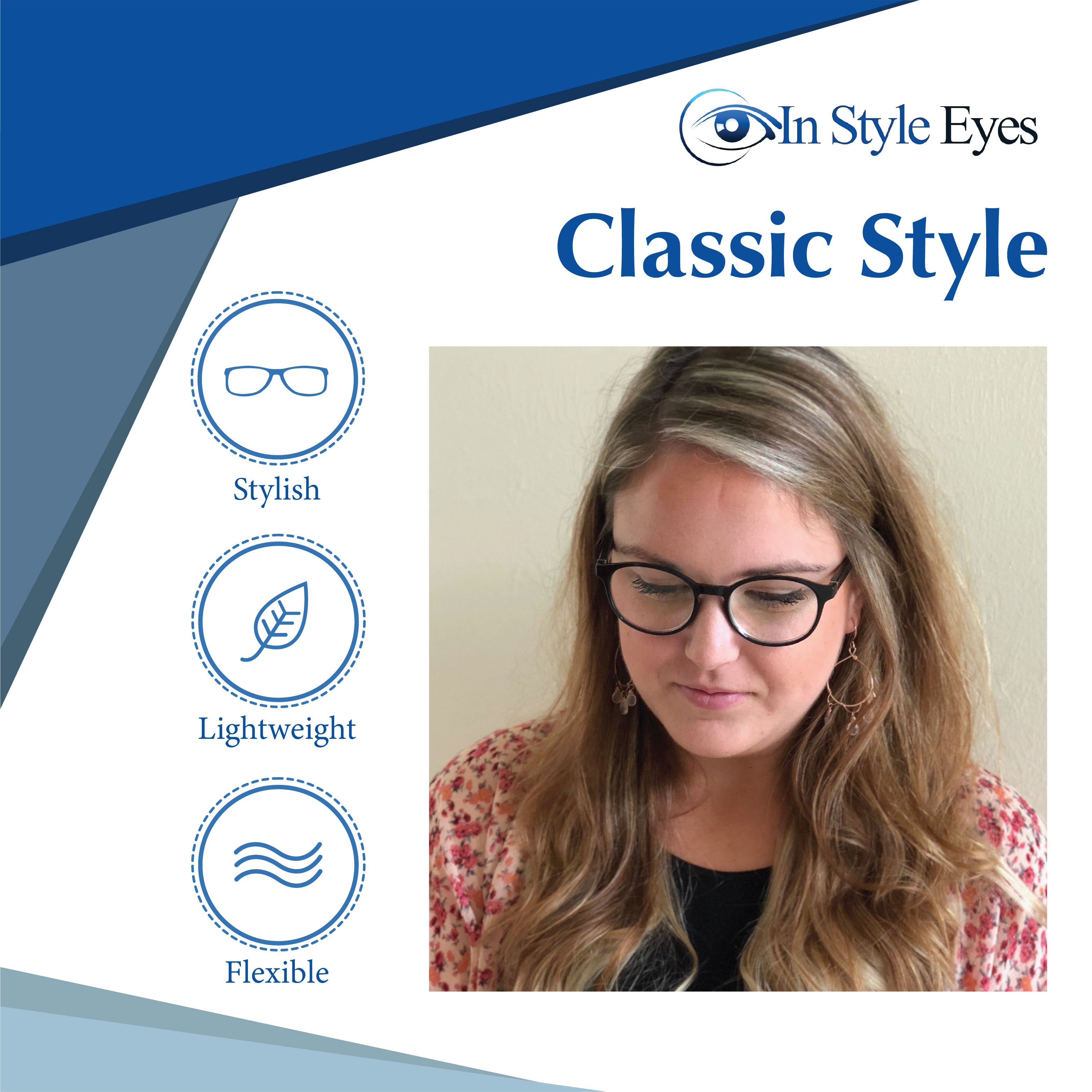 In Style Eyes Opulent Reading Glasses – Classic Oval Full-Rimmed Frames – Lightweight Fashion Readers with Metal Spring Hinges