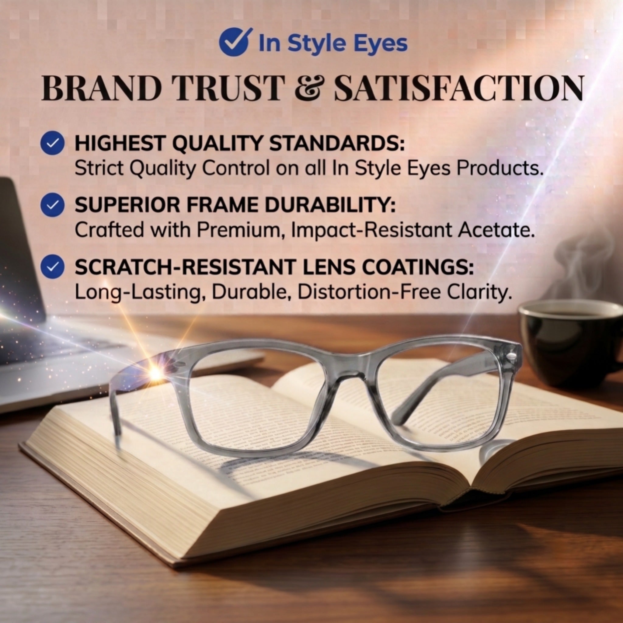 Digital Screen Reading Glasses – Anti-Glare Computer Readers with Spring Hinges 1.0x-4.0x