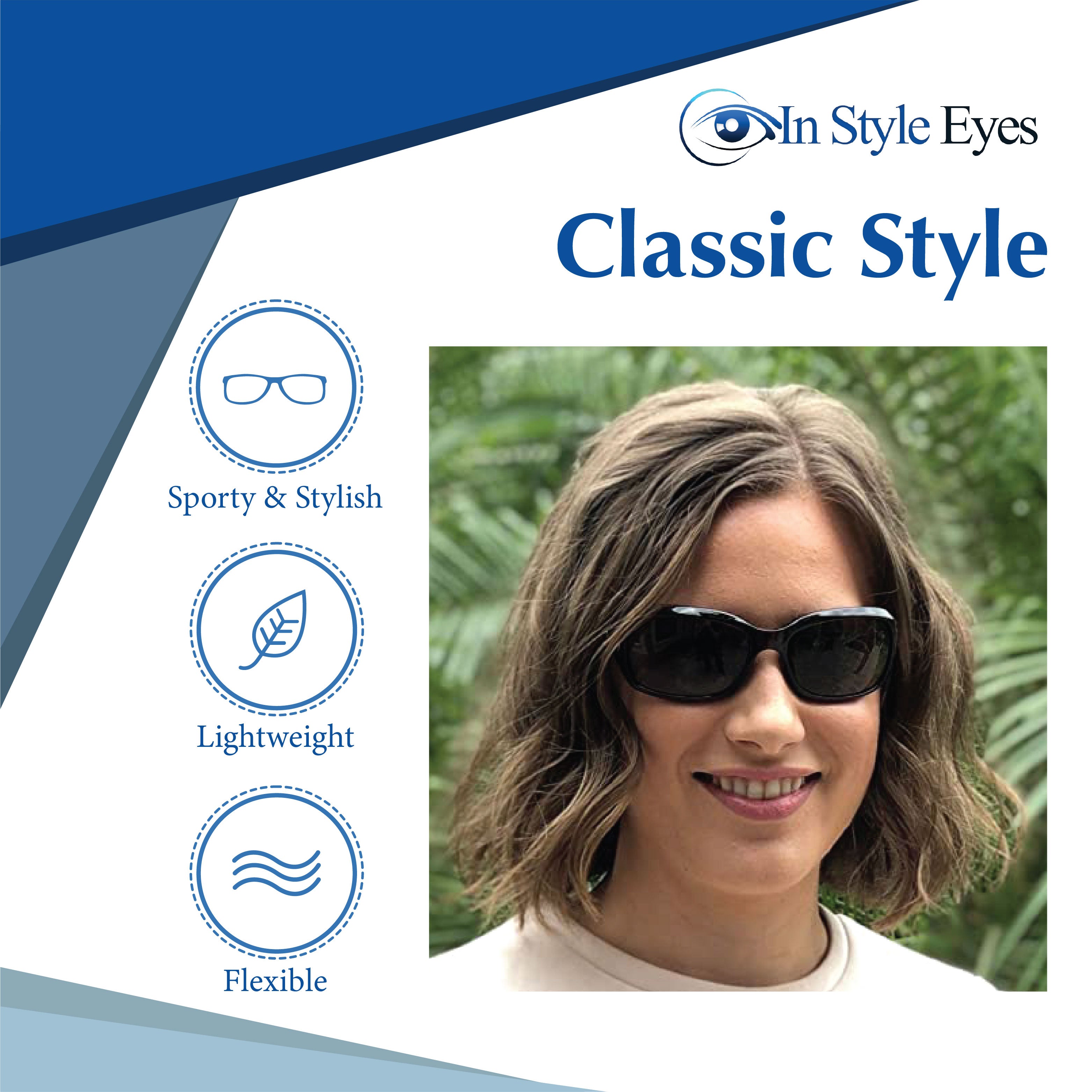 Circle Power Nearly Invisible Line Bifocal Sunglasses – Italian Design Large Frame Sun Readers for Women