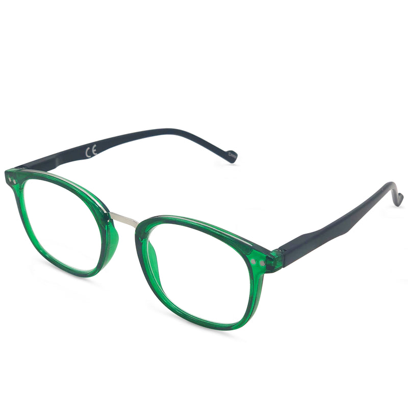 Modern Reading Glasses - Full-rimmed, Classic Oval Style, Lightweight Frame with Metal Spring Hinges