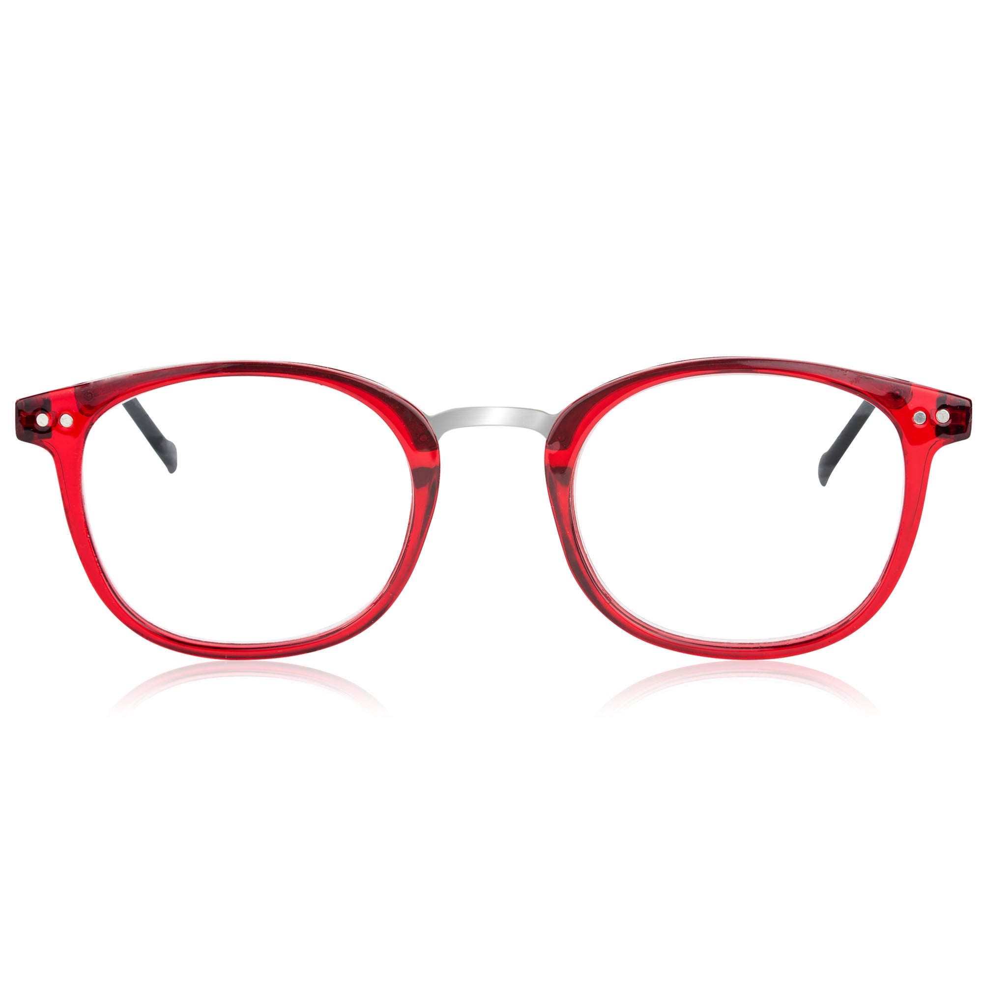 Modern Reading Glasses - Full-rimmed, Classic Oval Style, Lightweight Frame with Metal Spring Hinges