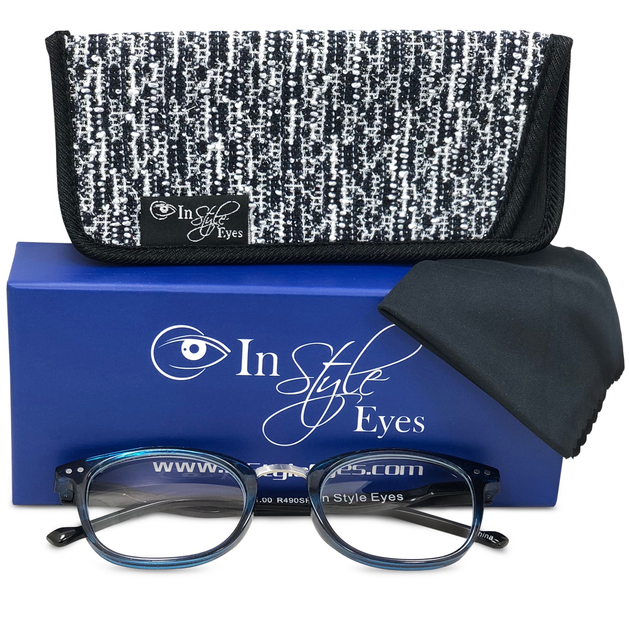 Modern Reading Glasses - Full-rimmed, Classic Oval Style, Lightweight Frame with Metal Spring Hinges